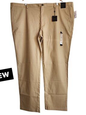 50x32 Khaki Chinos Jos A Bank Cotton Reserve Pants New Flat Front Nwt Tan Khakis